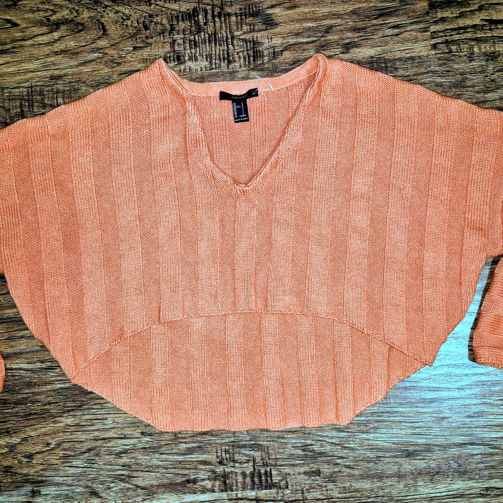 Forever 21 V-Neck Oversized Crop Sweater